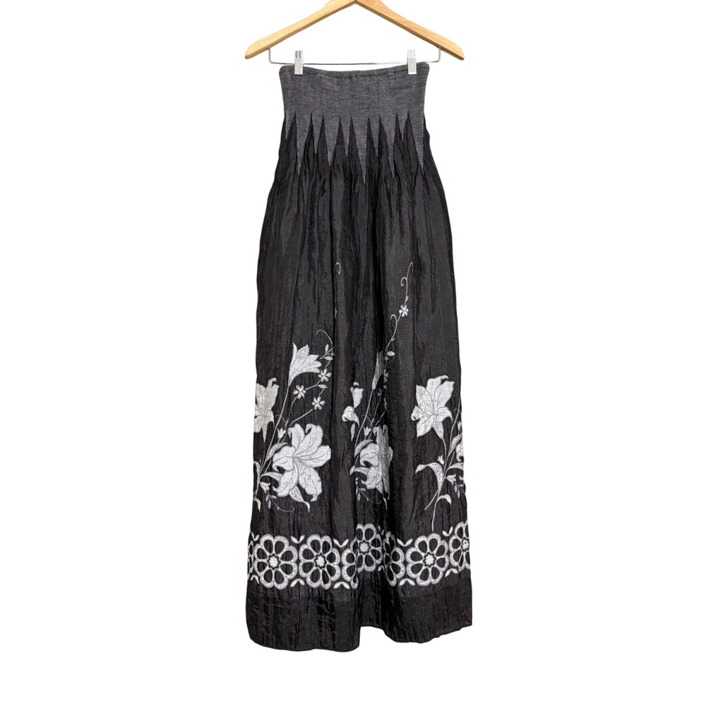 Anthropologie Lapis Skirt Tube Dress One Size Black Floral Maxi Convertible